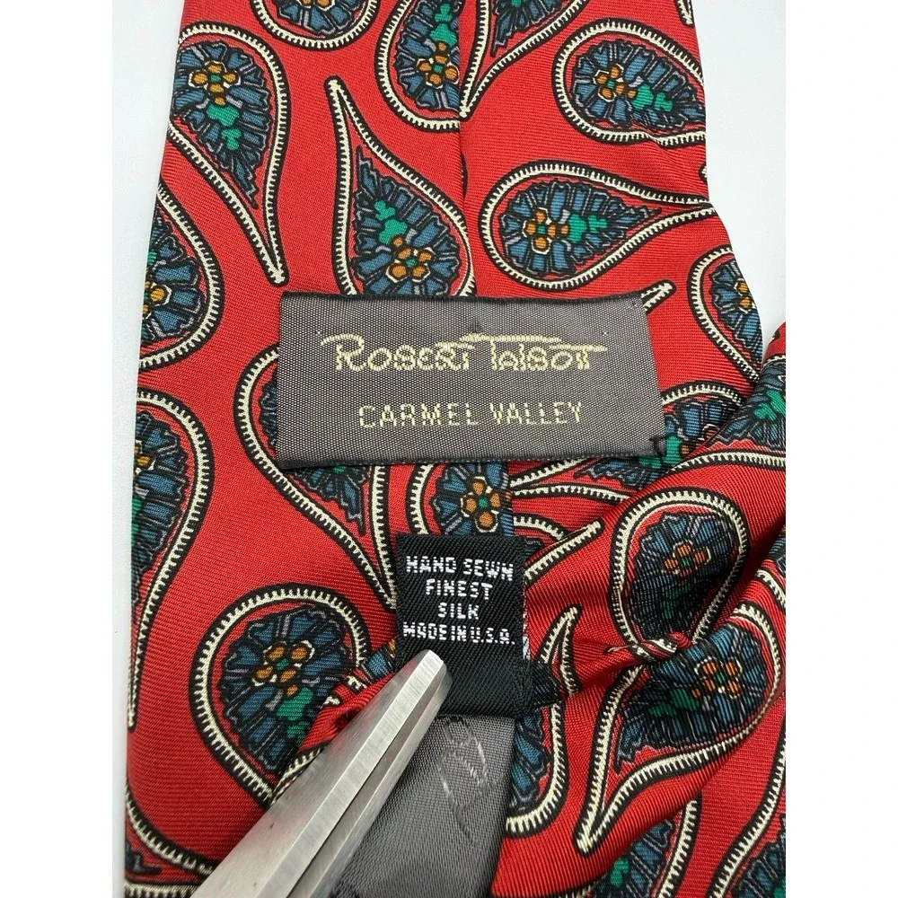 Robert Talbott Carmel Valley Silk Tie Red Paisley Handmade USA Classic 59.5x3.5